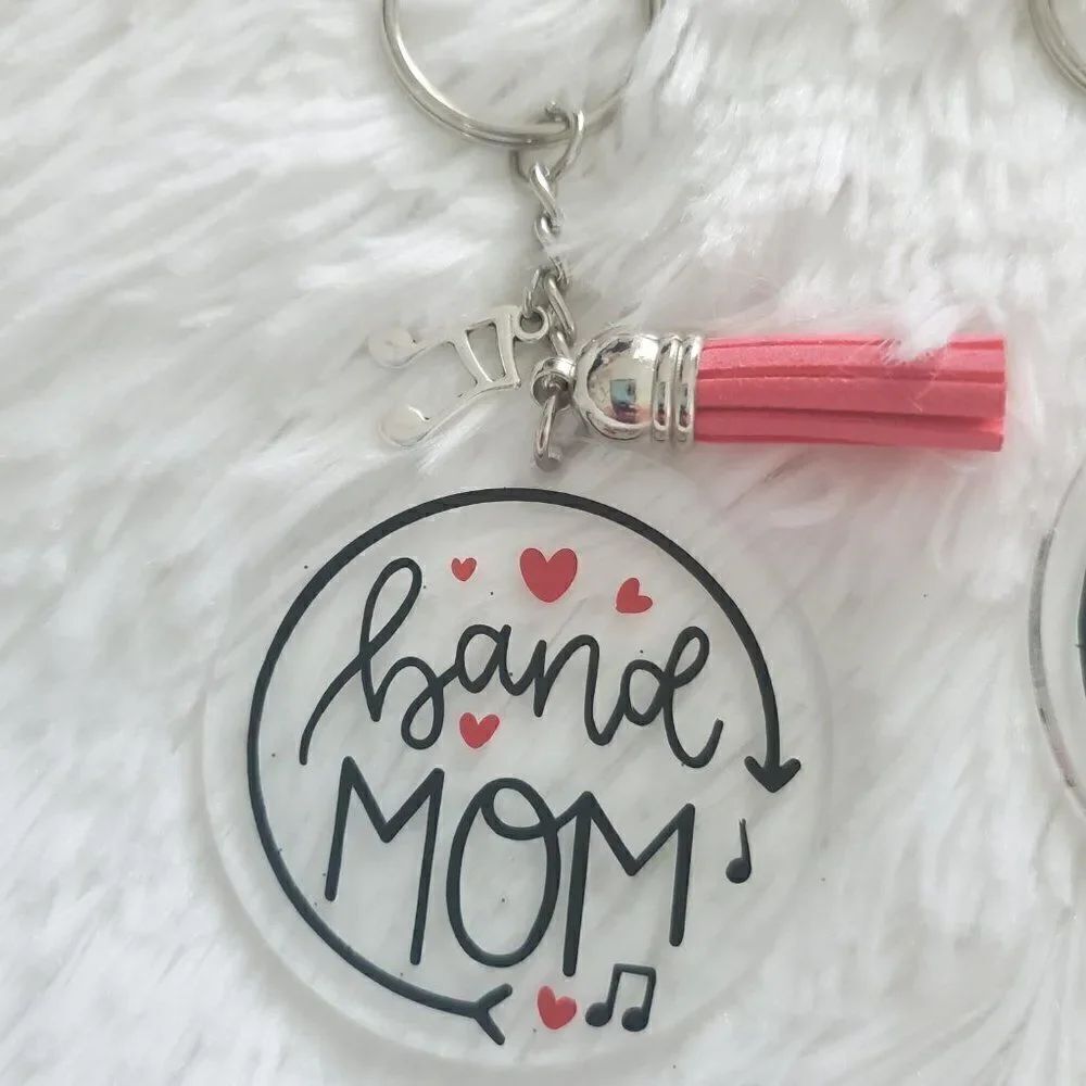 Band Mom Keychain, Band Dad Keychain, Music Note Keychain